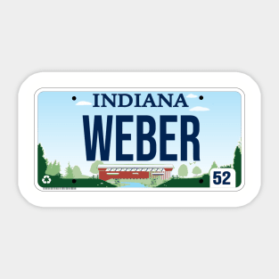 Indiana custom Weber vanity license plate Sticker